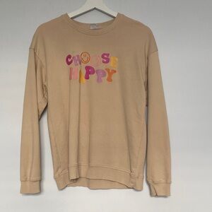 SHEIN Tan 'Choose Happy' Women's Sweater